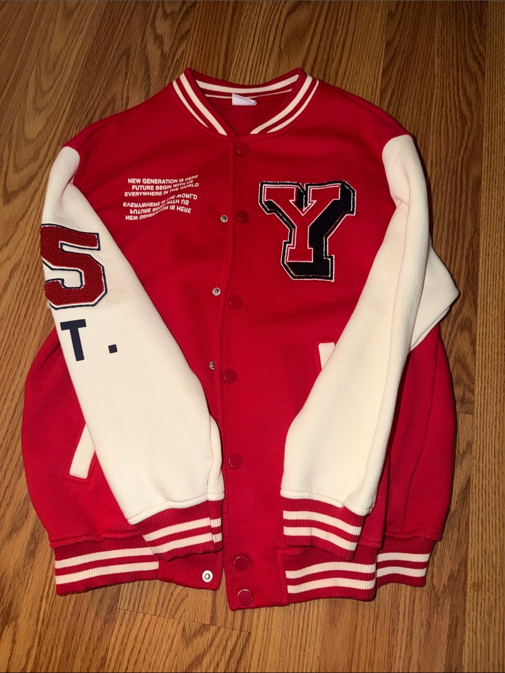 Zara Red and White Varsity Letterman Jacket